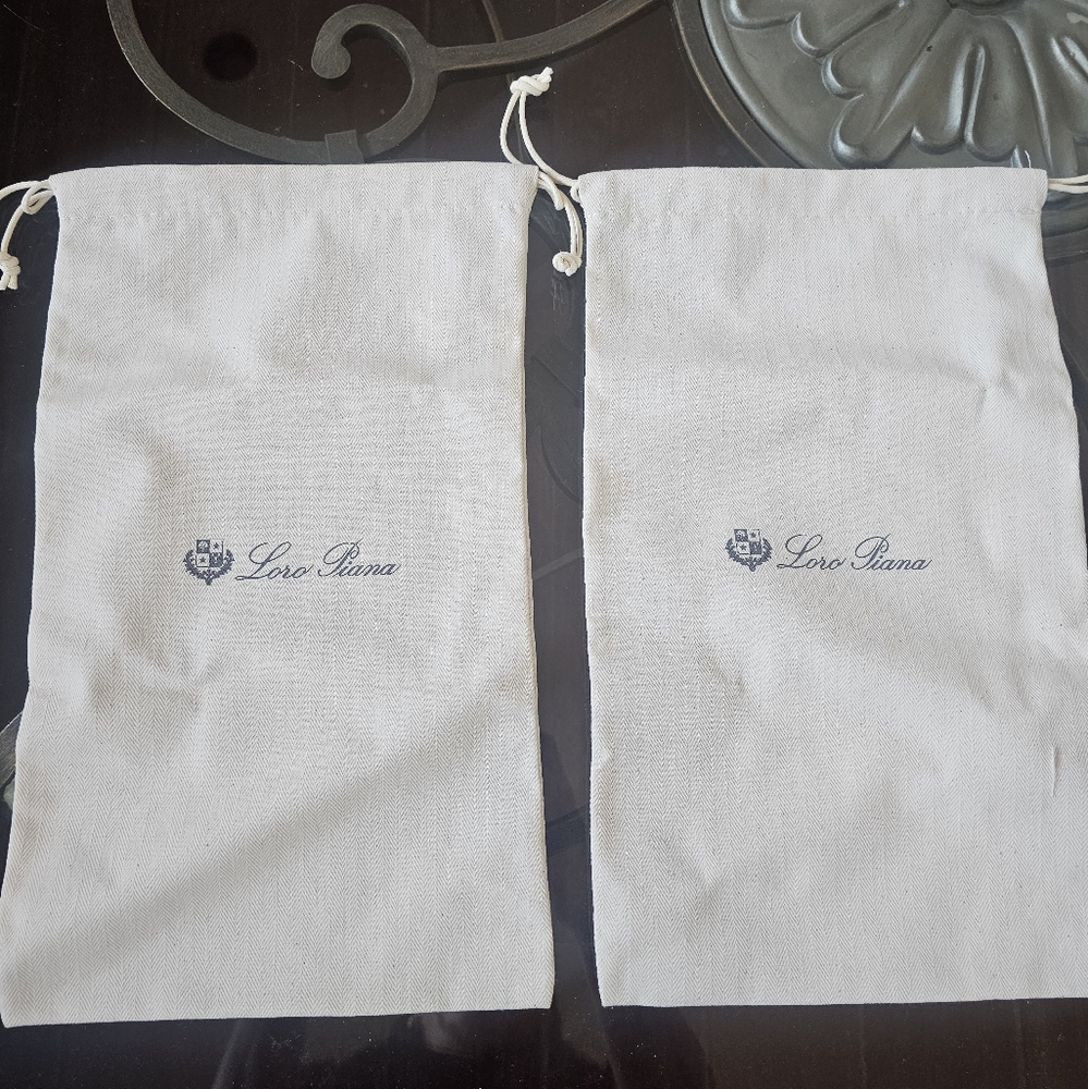 Loro Piana Cream Drawstring Bags